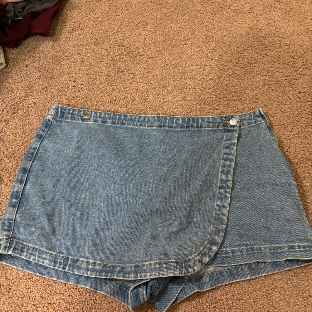 Wild Fable Blue Skort-Style Shorts Asymmetrical Wrap